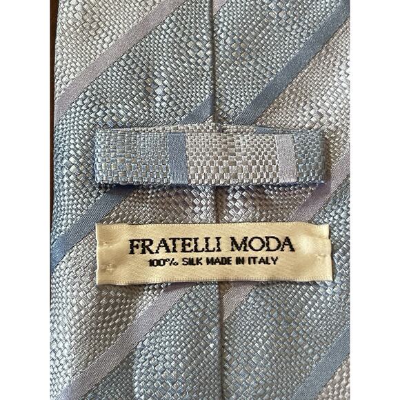 Fratelli Moda Blue 100% Silk Men’s Neck Tie Made In Italy - Picture 8 of 9